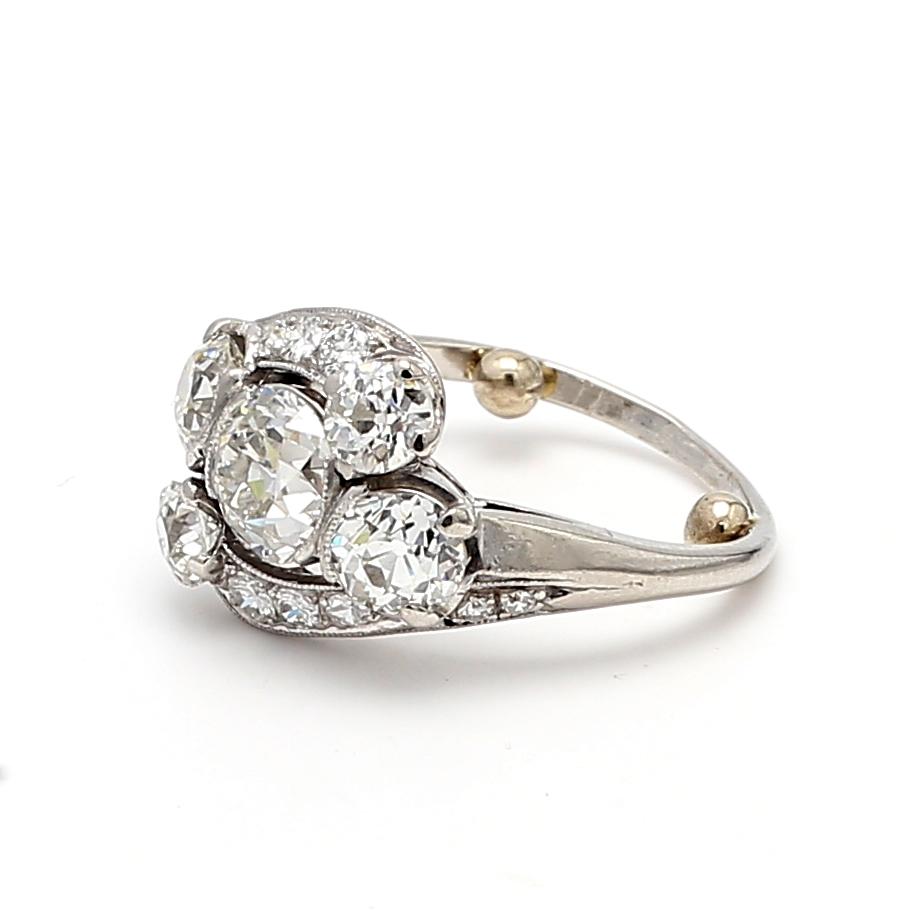 Platinum Cluster Ring with 2.57ct Circular & Round Diamonds Size 4 H VS2 GIA