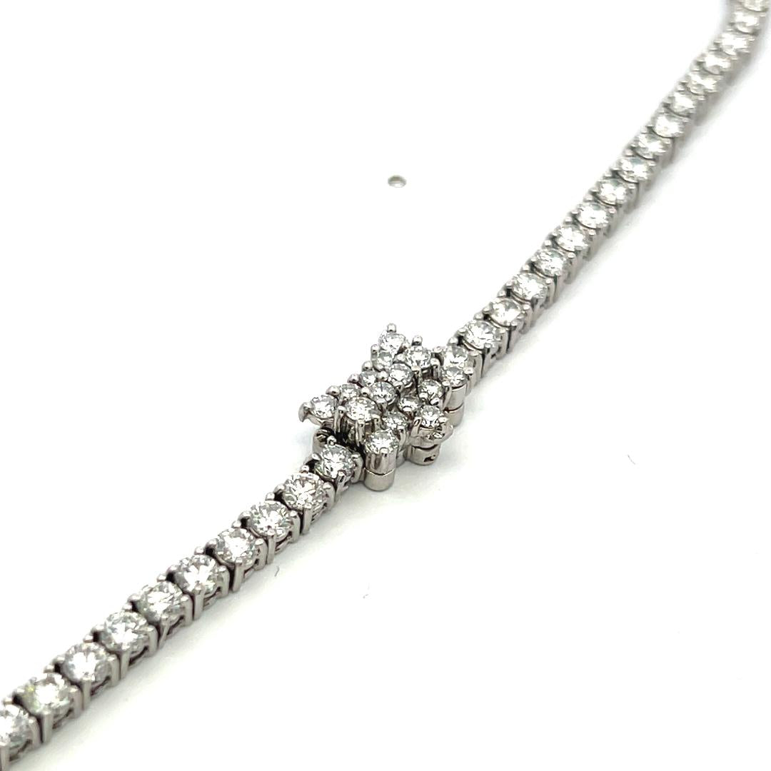 Vintage Platinum Riviera Necklace with 20.05 Carat Round I-SI2 Diamonds