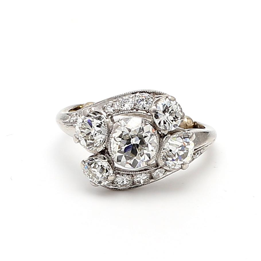 Platinum Cluster Ring with 2.57ct Circular & Round Diamonds Size 4 H VS2 GIA