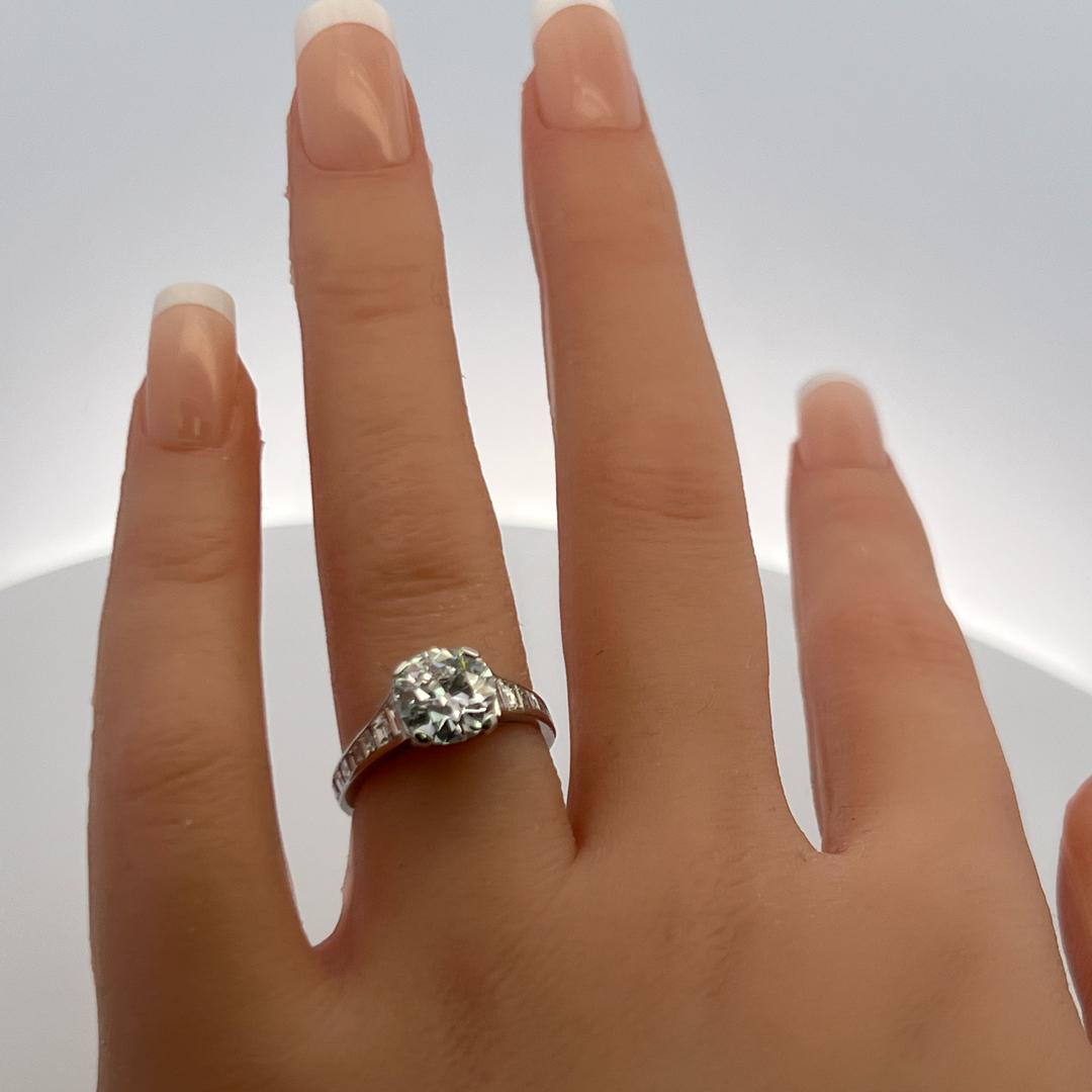 Cartier 3.16ct Old European Cut D VS2 Diamond Platinum Engagement Ring