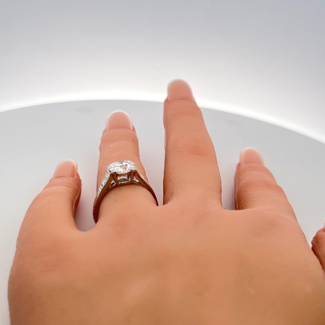 Cartier 3.16ct Old European Cut D VS2 Diamond Platinum Engagement Ring