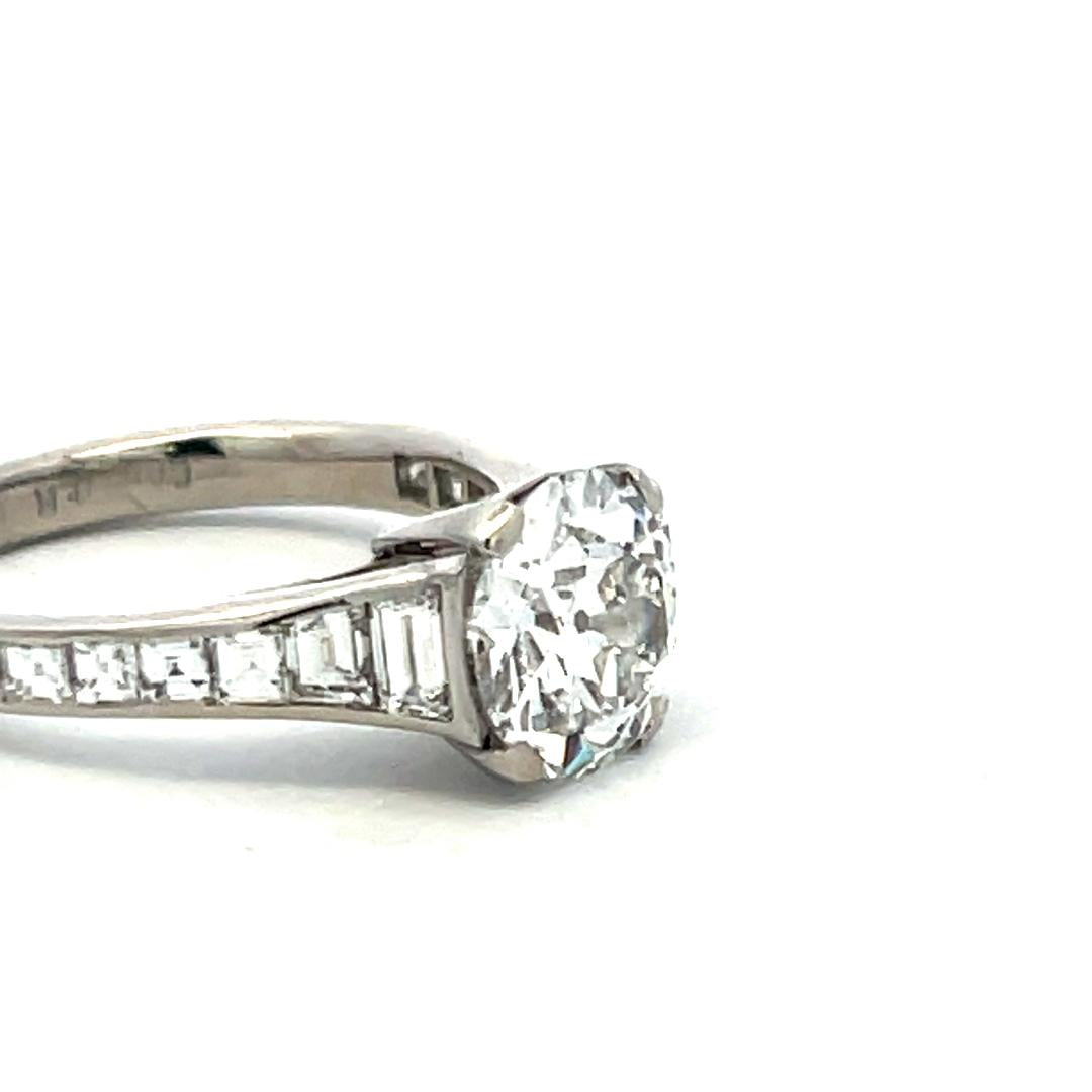 Cartier 3.16ct Old European Cut D VS2 Diamond Platinum Engagement Ring