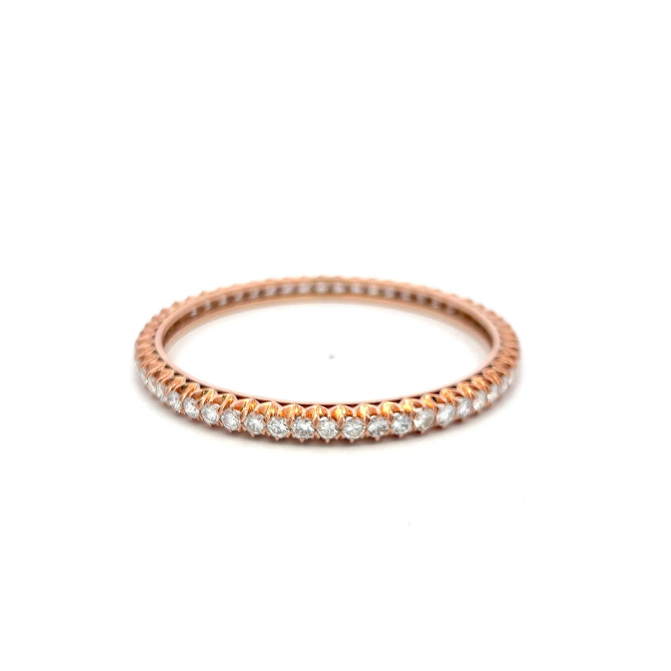14K Rose Gold Bangle Bracelet with 8.5 Carat Round Diamonds Size 7