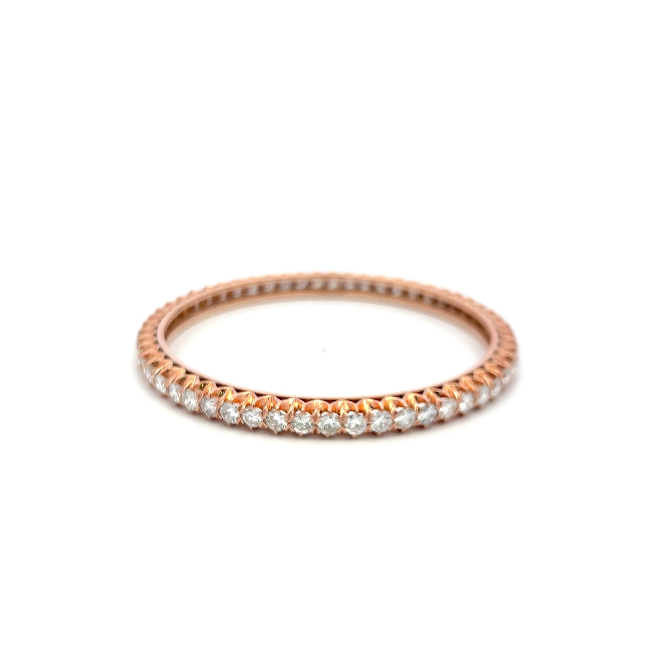 14K Rose Gold Bangle Bracelet with 8.5 Carat Round Diamonds Size 7