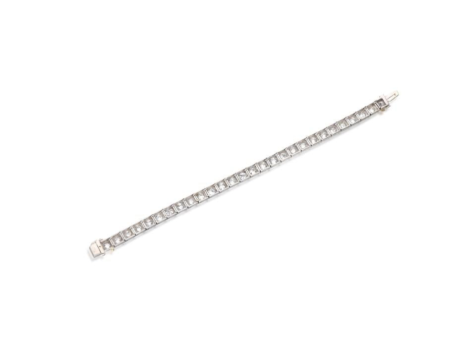 Vintage Platinum Tennis Bracelet with 7.91 Carat Old European Cut G VS Diamonds
