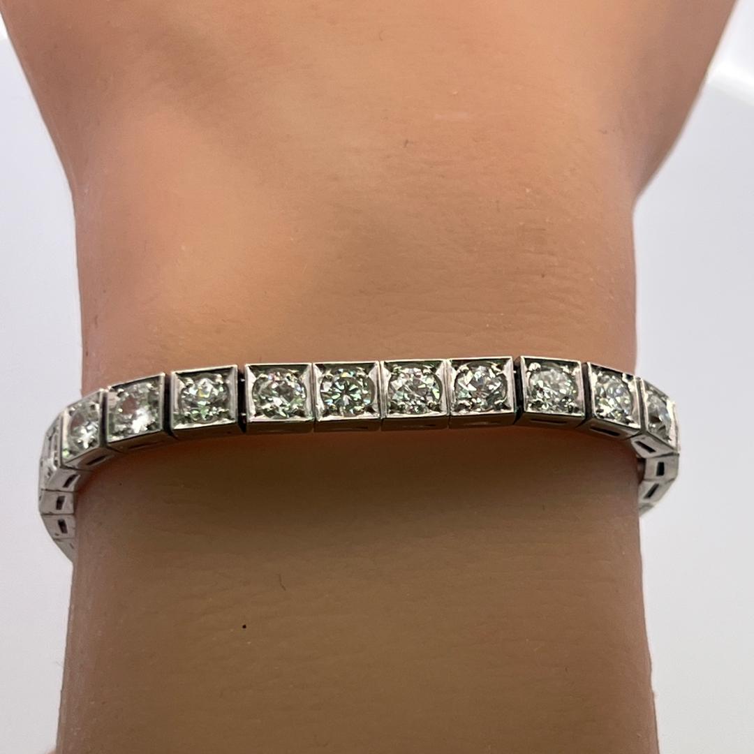 Vintage Platinum Tennis Bracelet with 7.91 Carat Old European Cut G VS Diamonds