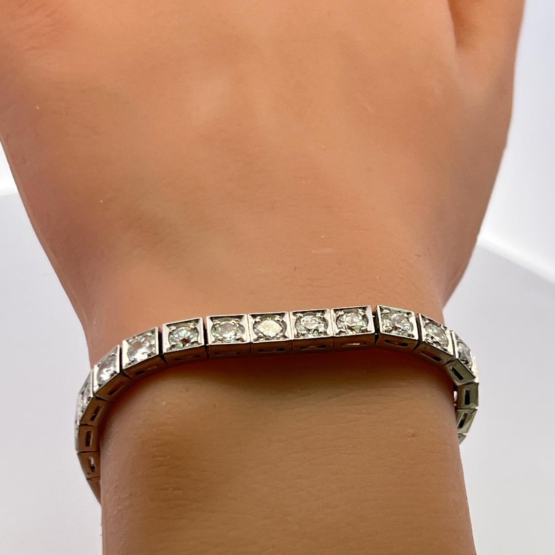 Vintage Platinum Tennis Bracelet with 7.91 Carat Old European Cut G VS Diamonds
