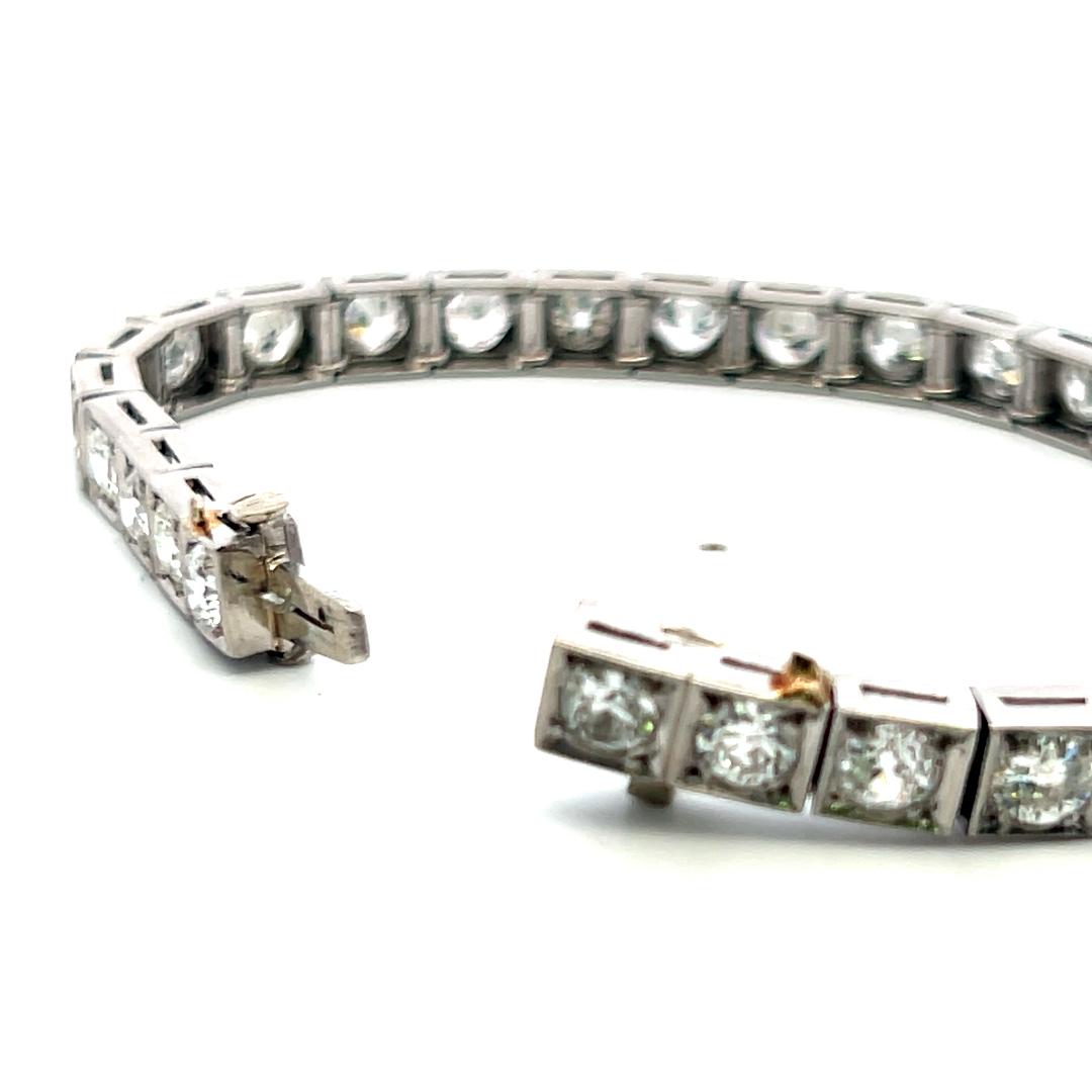 Vintage Platinum Tennis Bracelet with 7.91 Carat Old European Cut G VS Diamonds