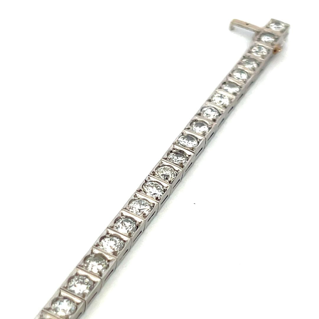 Vintage Platinum Tennis Bracelet with 7.91 Carat Old European Cut G VS Diamonds