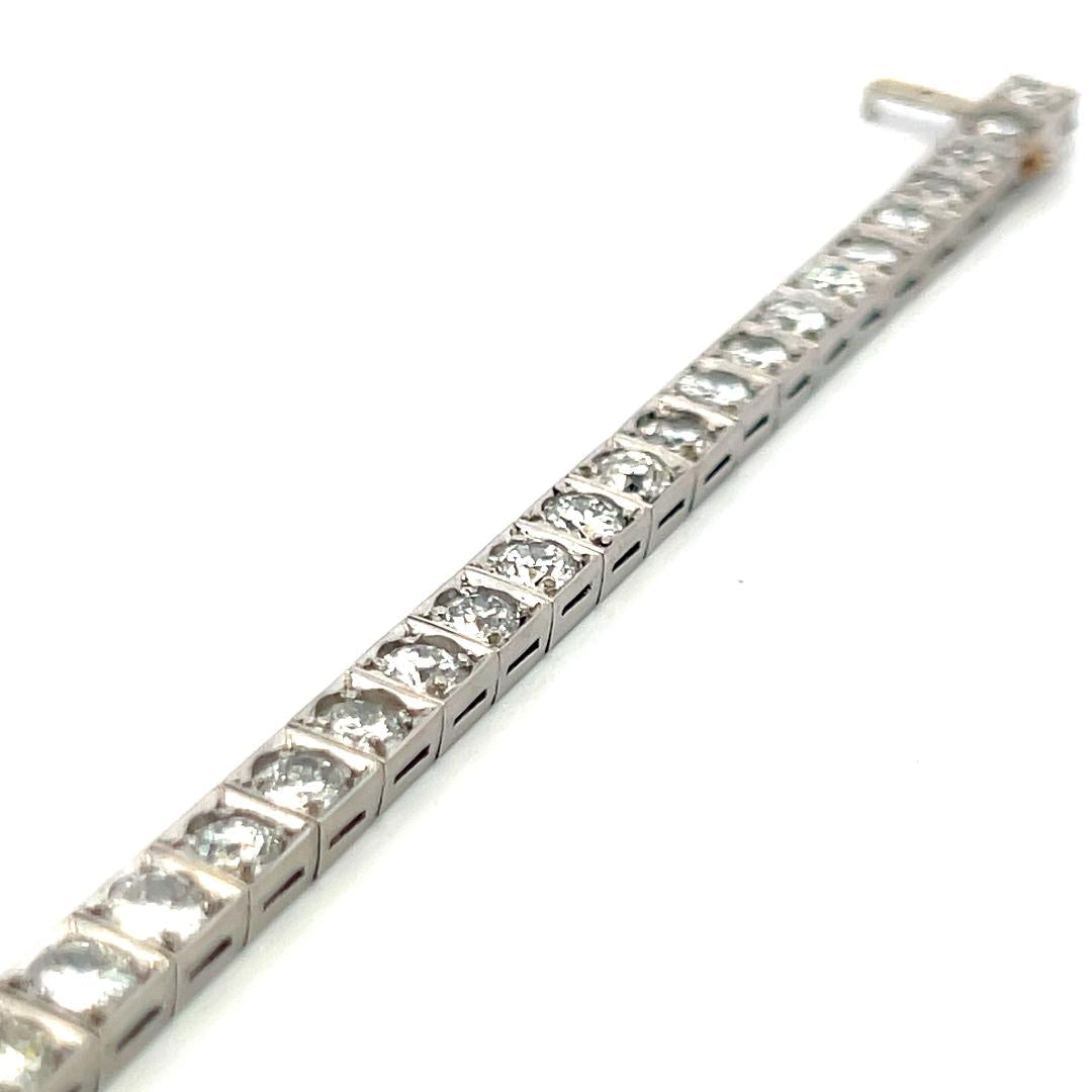 Vintage Platinum Tennis Bracelet with 7.91 Carat Old European Cut G VS Diamonds