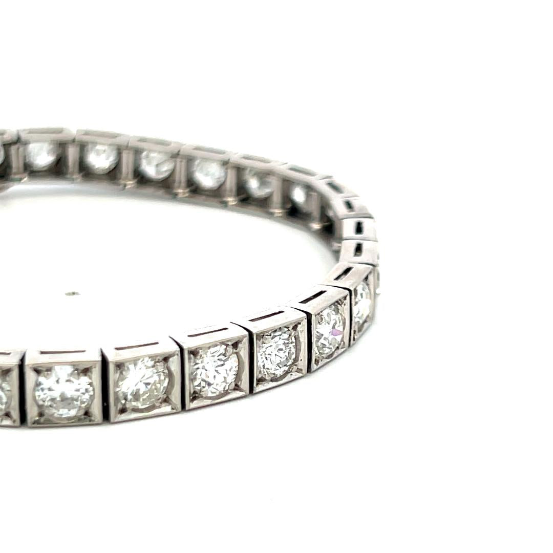 Vintage Platinum Tennis Bracelet with 7.91 Carat Old European Cut G VS Diamonds