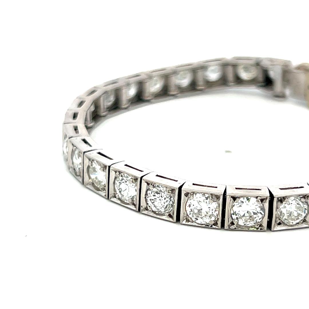Vintage Platinum Tennis Bracelet with 7.91 Carat Old European Cut G VS Diamonds