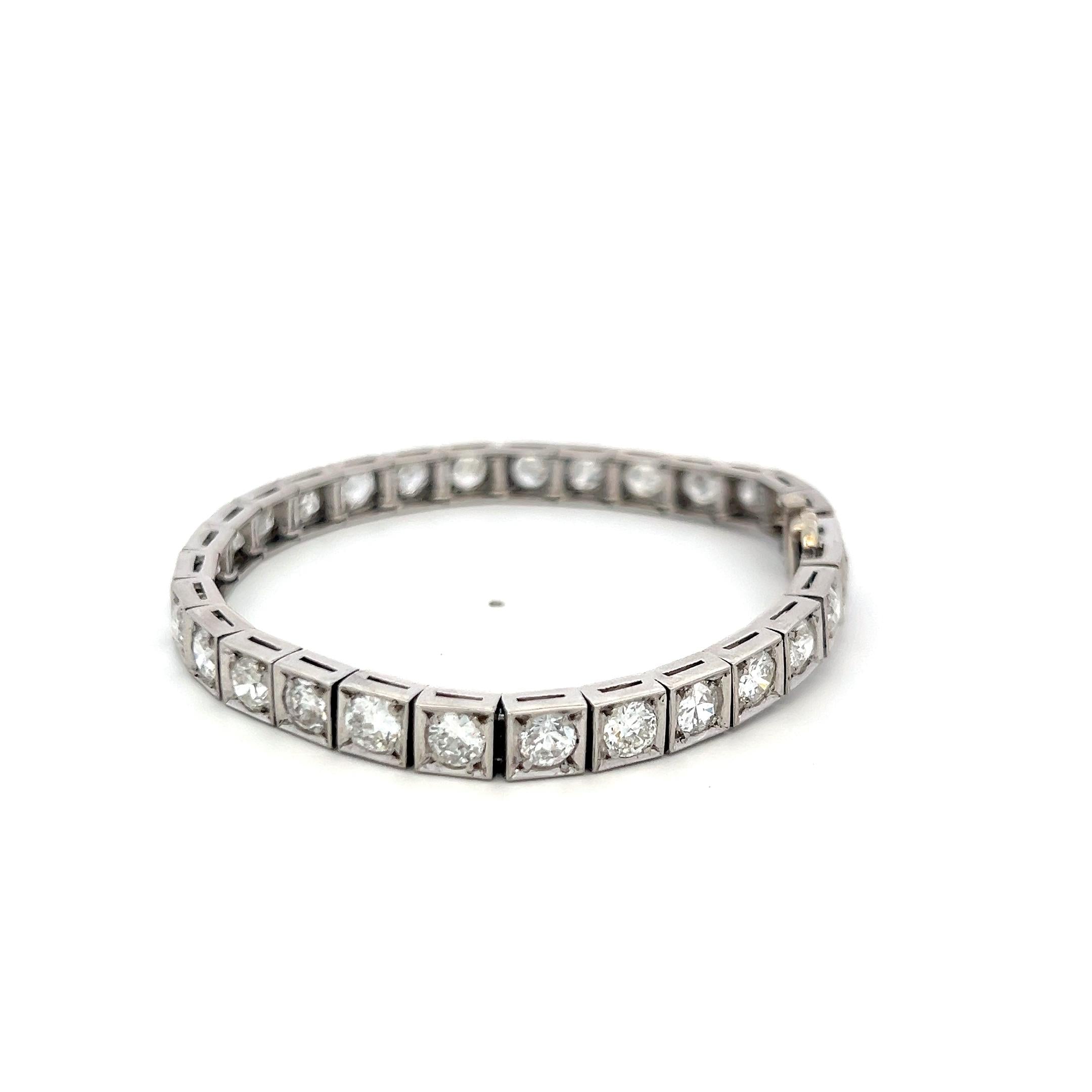 Vintage Platinum Tennis Bracelet with 7.91 Carat Old European Cut G VS Diamonds