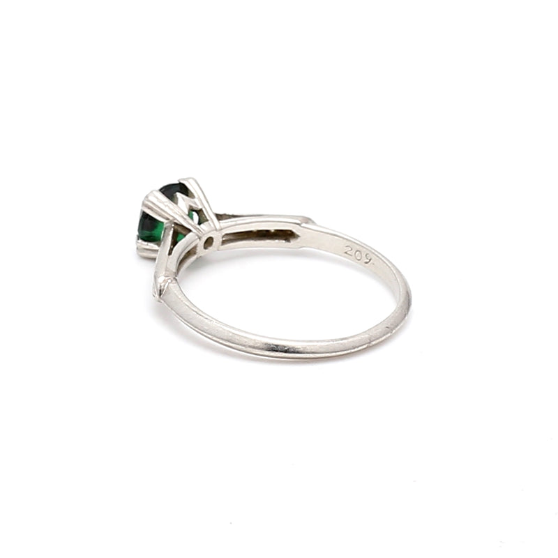 0.60 Carat Emerald 0.20 Carat Round Brilliant Diamond Platinum Gems Stone Ring
