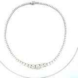 6.45 Carat Round Brilliant I-L I1-I2 Diamond 18 Karat White Gold Riviera Necklace
