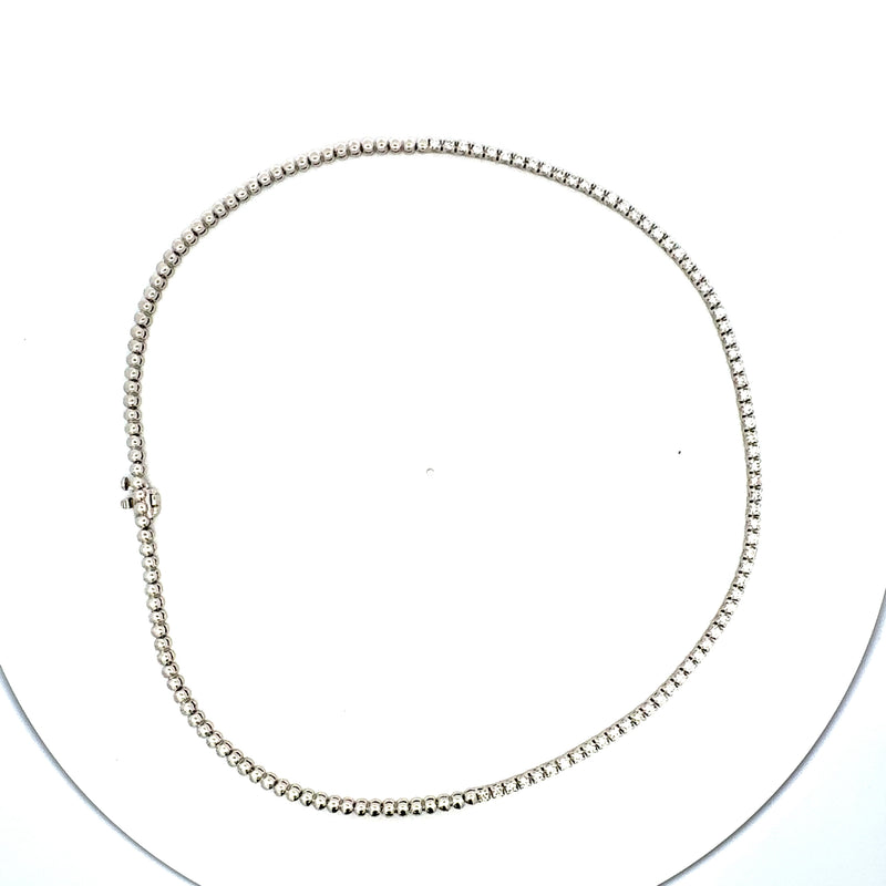 2.76 Carat Round Brilliant H VS2 Diamond 14 Karat White Gold Riviera Necklace