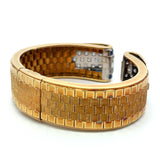 3.60 Carat Sapphire 2.94 Carat Round Diamond 18K Yellow Gold Bangle Bracelet