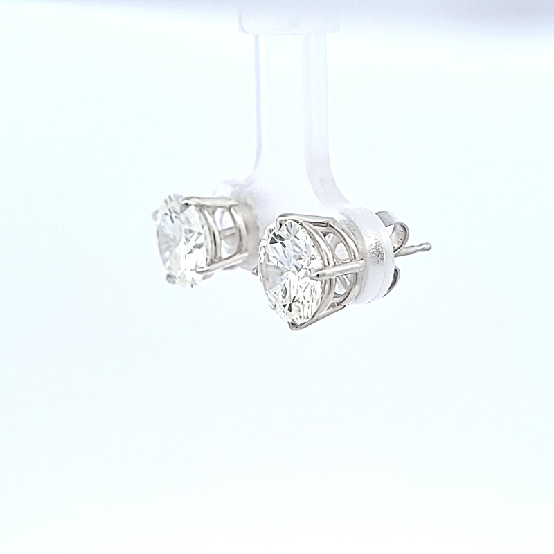 4.05 Carat Round Brilliant H VS1 Diamond 14 Karat White Gold Stud Earring