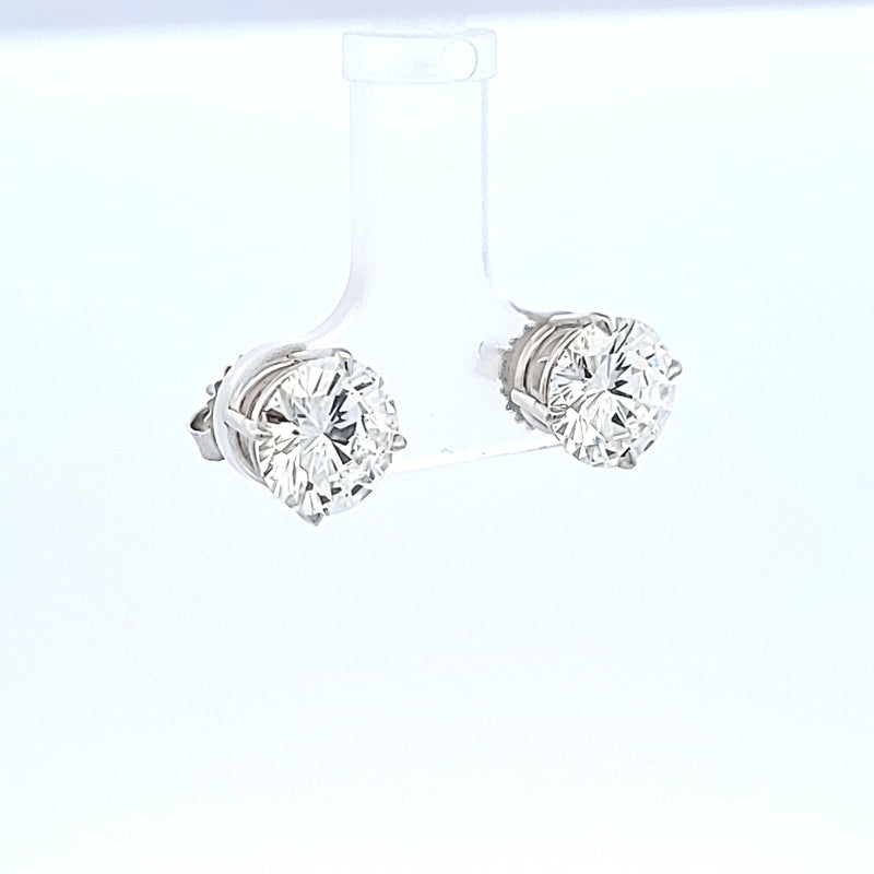 4.05 Carat Round Brilliant H VS1 Diamond 14 Karat White Gold Stud Earring