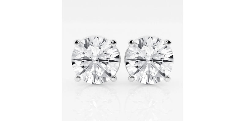 4.05 Carat Round Brilliant H VS1 Diamond 14 Karat White Gold Stud Earring