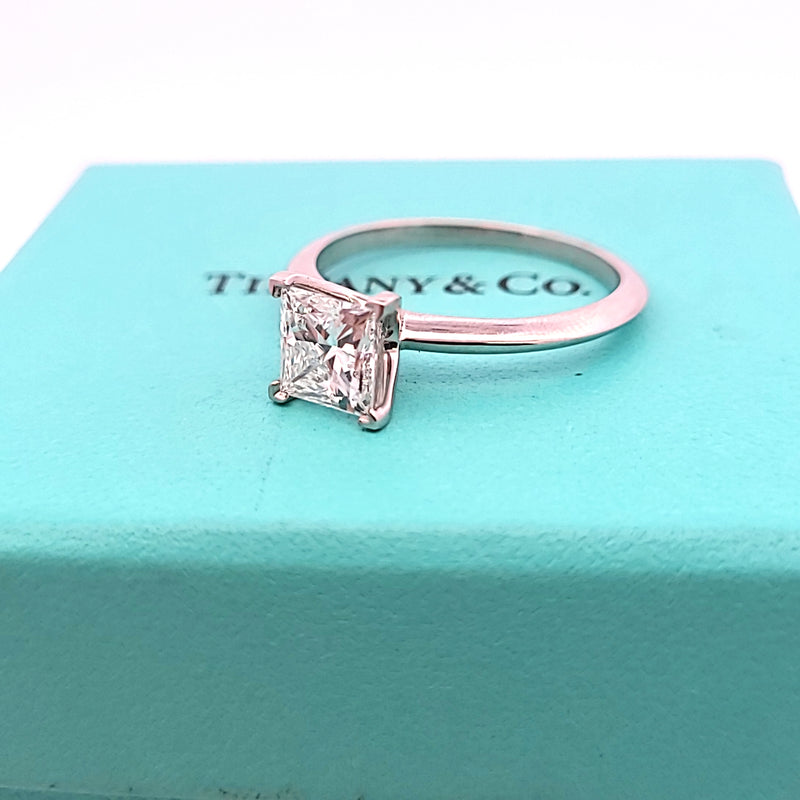Tiffany & Co 1.50 Carat Princess Cut F VS1 Diamond Platinum Engagement Ring