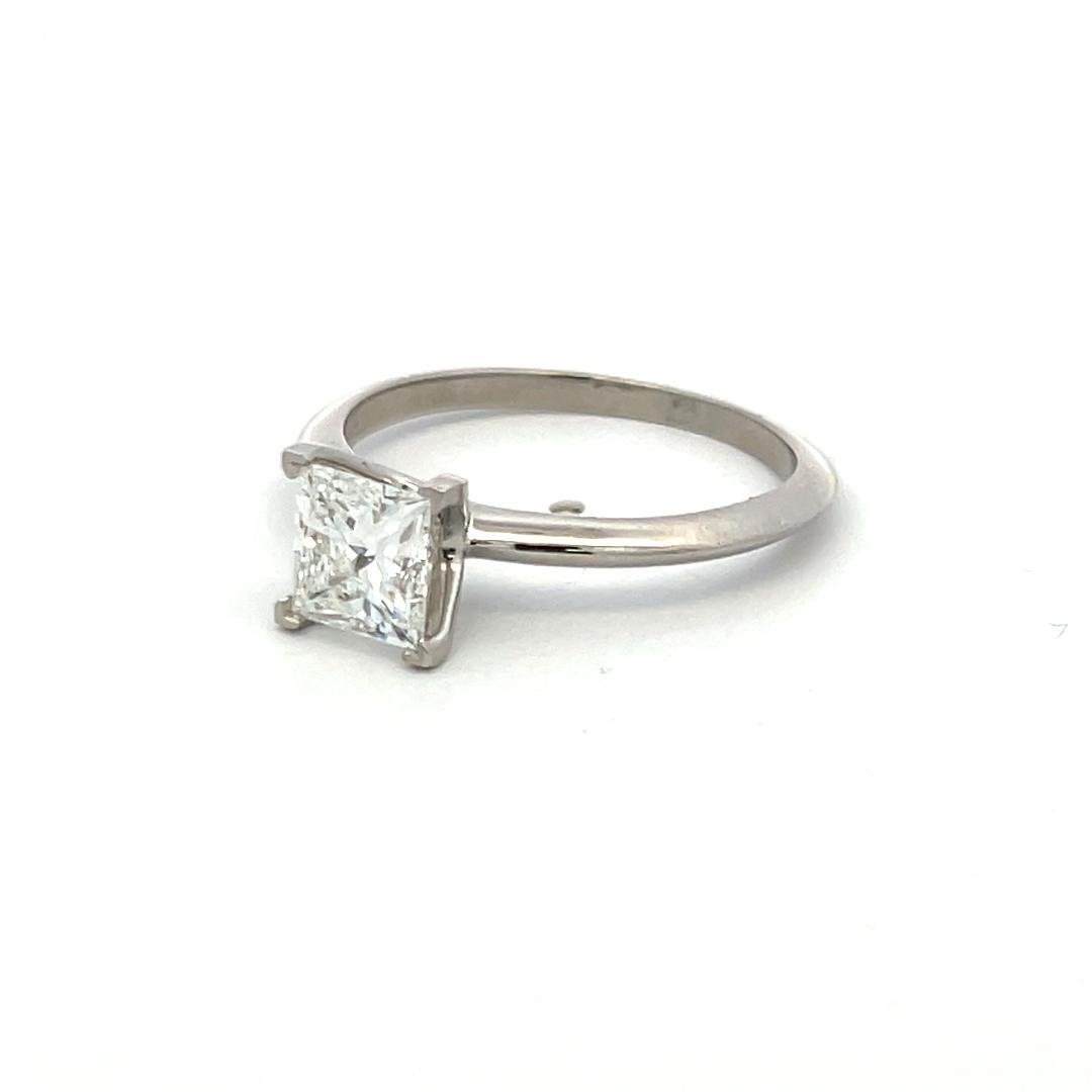 Tiffany & Co 1.50 Carat Princess Cut F VS1 Diamond Platinum Engagement Ring