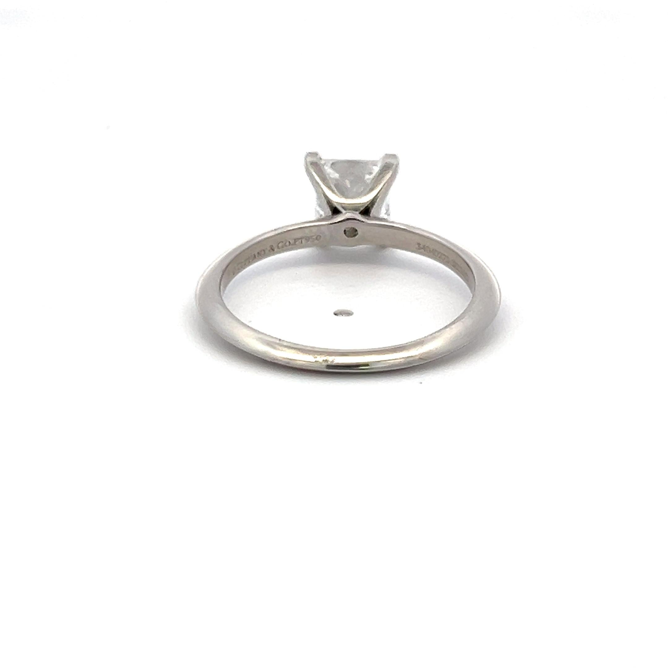 Tiffany & Co 1.50 Carat Princess Cut F VS1 Diamond Platinum Engagement Ring
