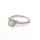 1.50 Carat Round and Old European Cut J VS1 Diamond Platinum Engagement Ring