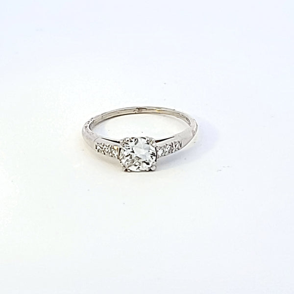 0.52 Carat Old European Cut G I1 Diamond Platinum Engagement Ring