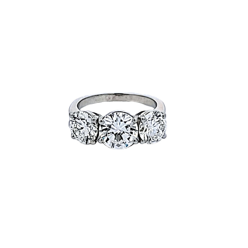 Graff 3.54 Carat Round Brilliant Diamond Platinum Three-Stone Ring