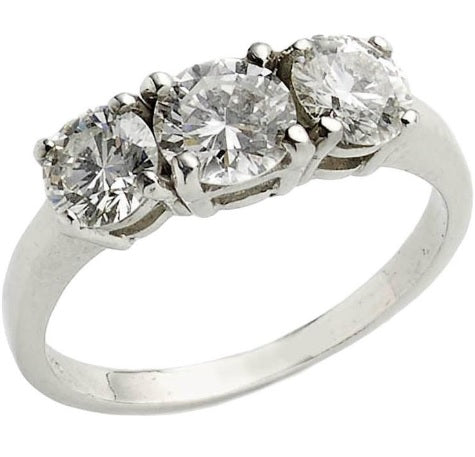 Graff 3.54 Carat Round Brilliant Diamond Platinum Three-Stone Ring