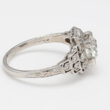 1.02 Carat Old European Cut J SI1 Diamond Platinum Art Deco Ring