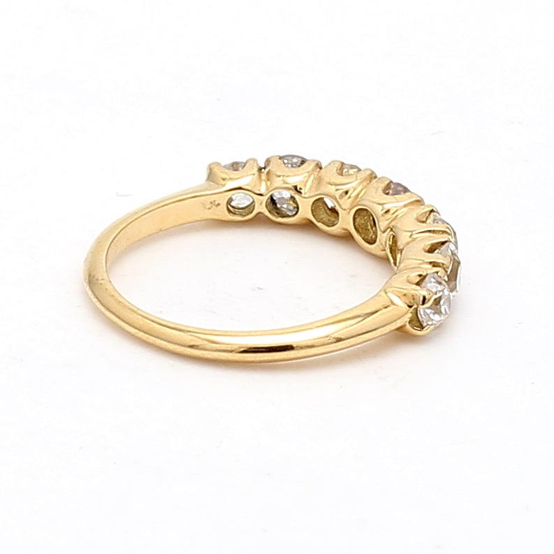 1.55 Carat Old European Cut Diamond 18 Karat Yellow Gold Wedding Band Ring