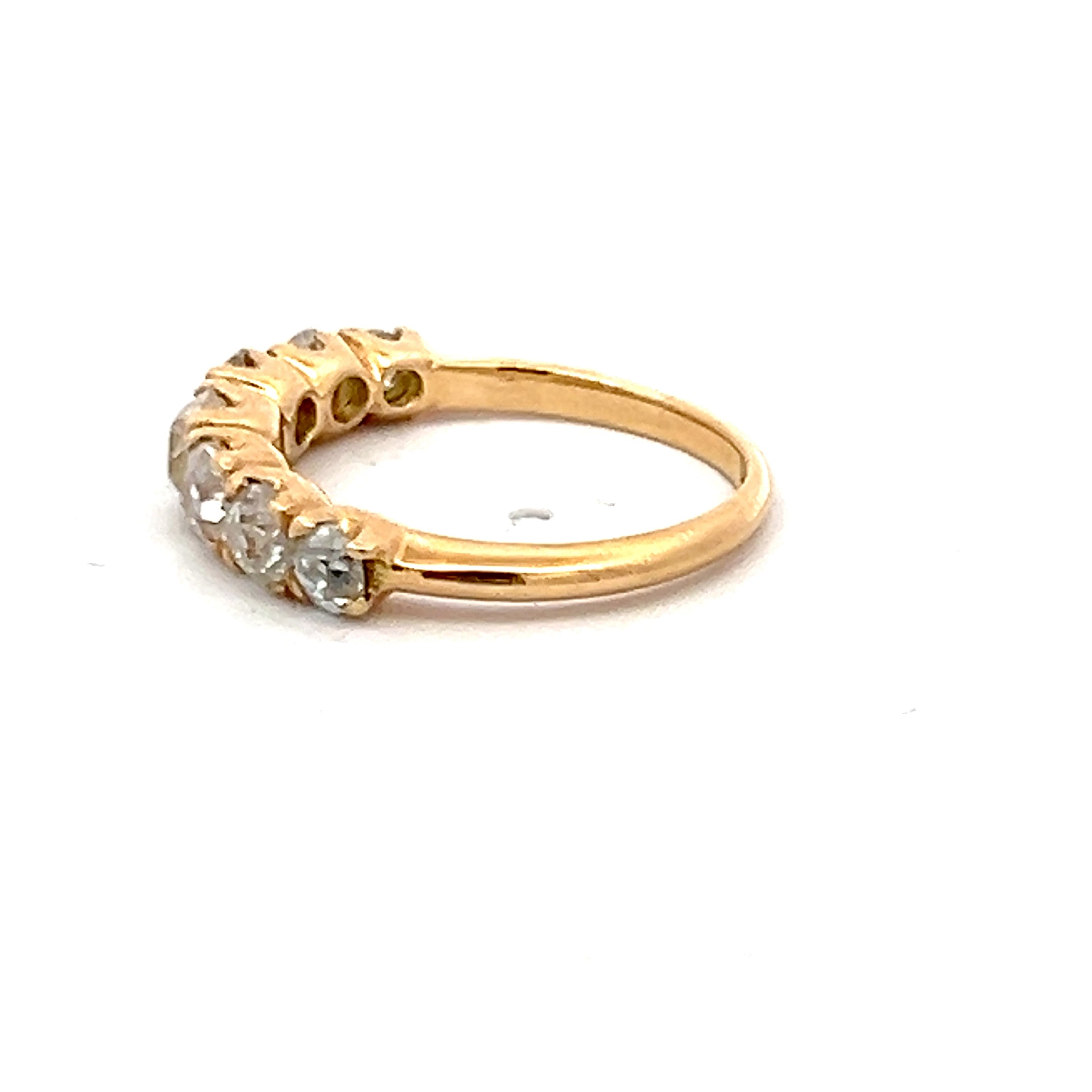 1.57 Carat Old European Cut Diamond 18 Karat Yellow Gold Wedding Band Ring
