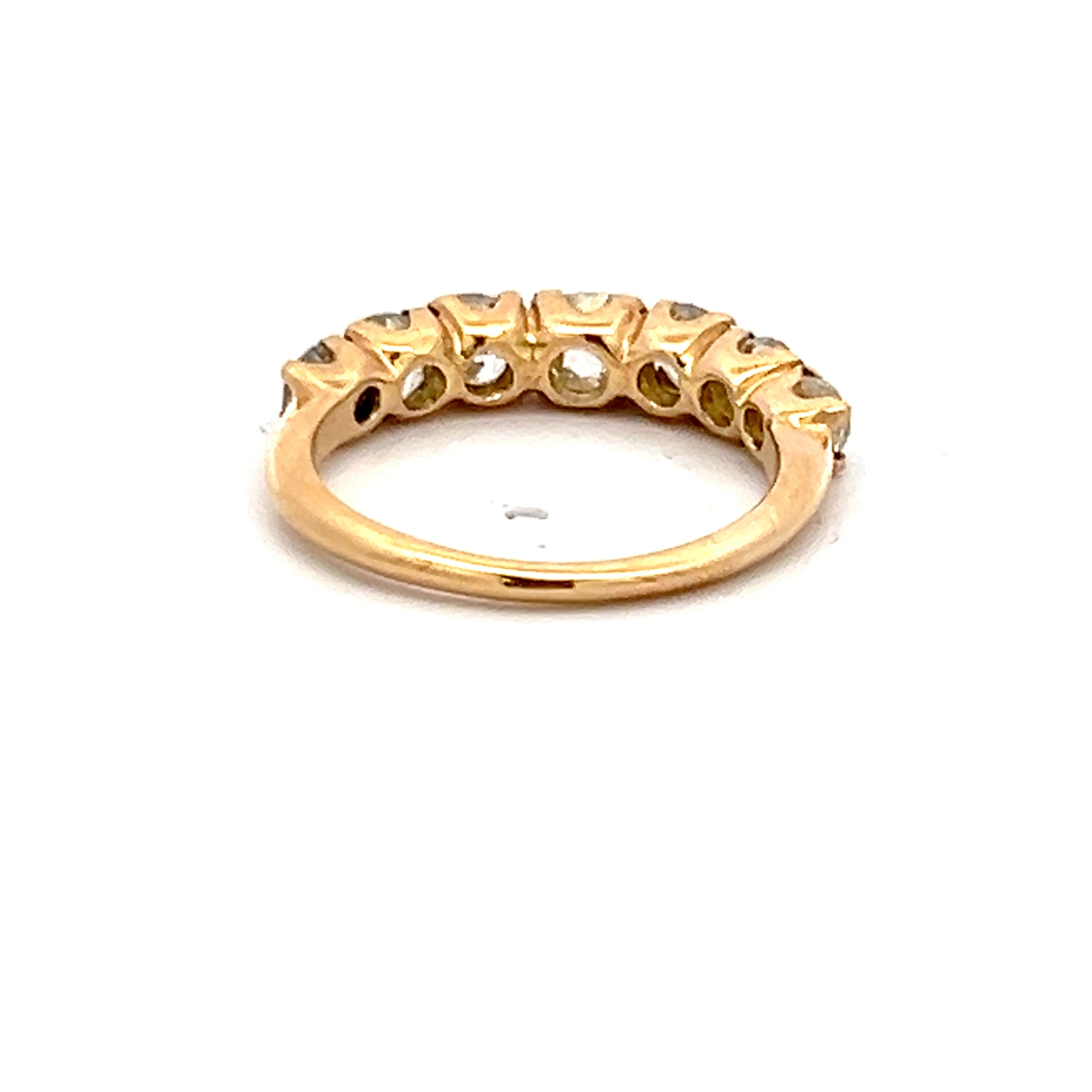 1.57 Carat Old European Cut Diamond 18 Karat Yellow Gold Wedding Band Ring