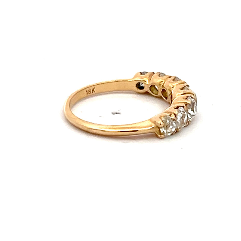 1.57 Carat Old European Cut Diamond 18 Karat Yellow Gold Wedding Band Ring