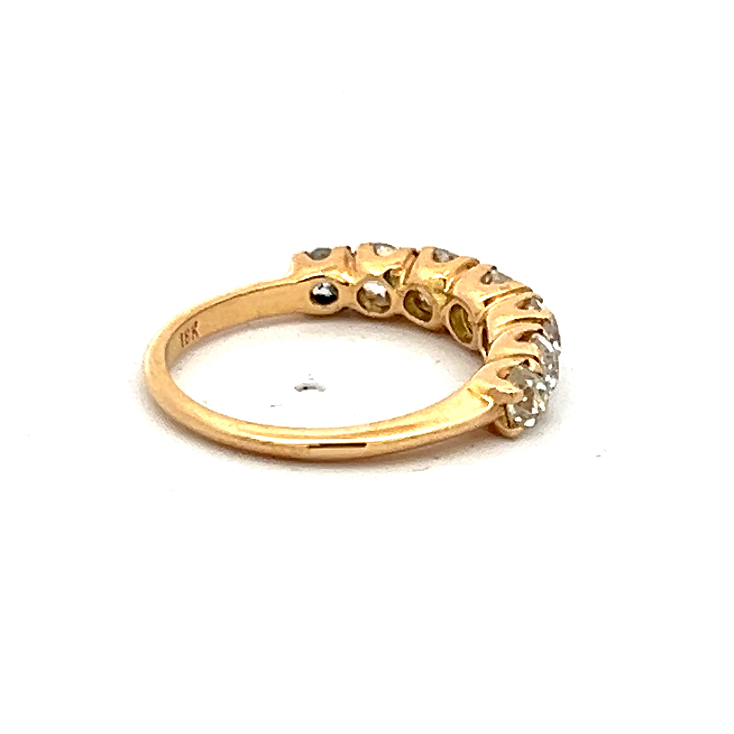 1.57 Carat Old European Cut Diamond 18 Karat Yellow Gold Wedding Band Ring