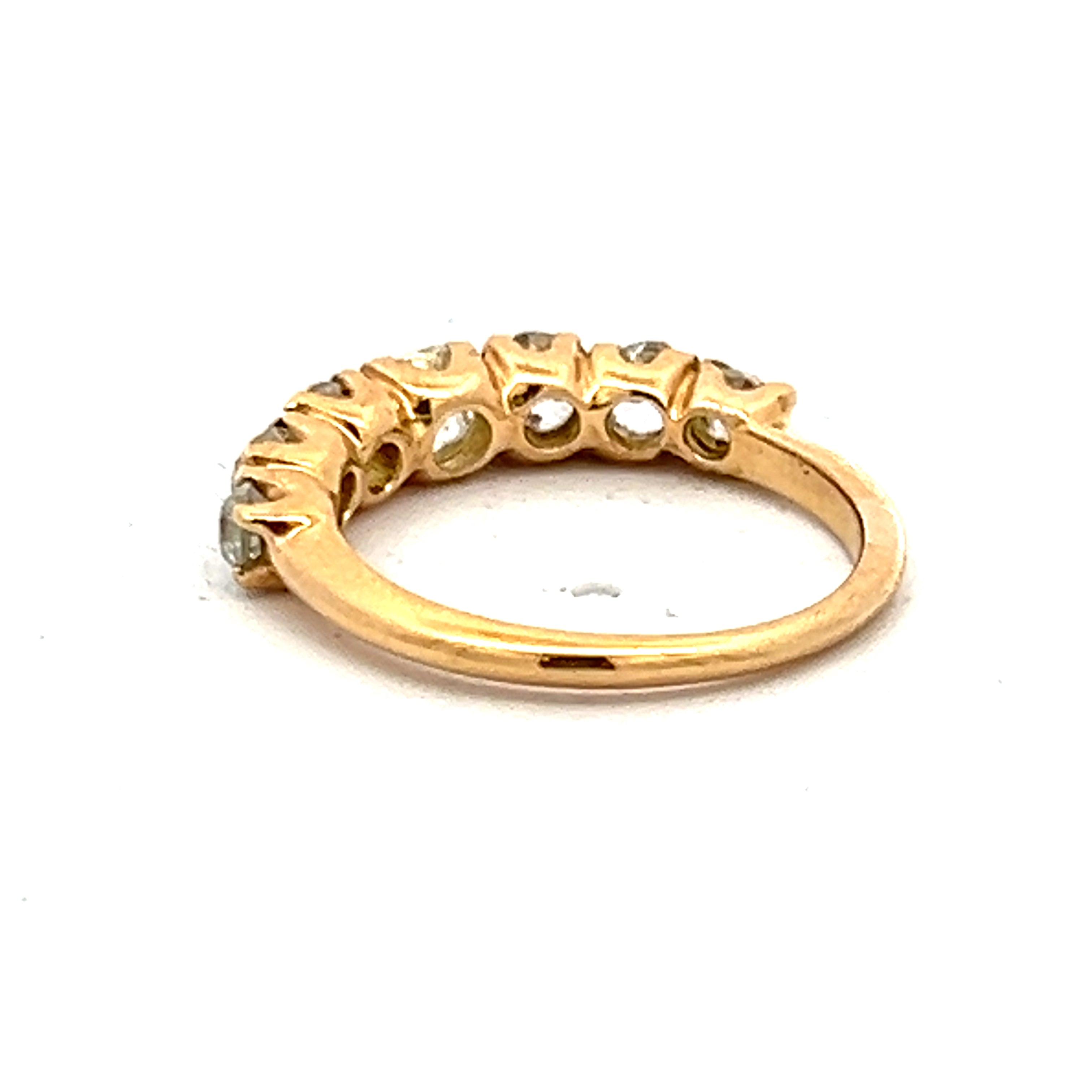 1.57 Carat Old European Cut Diamond 18 Karat Yellow Gold Wedding Band Ring
