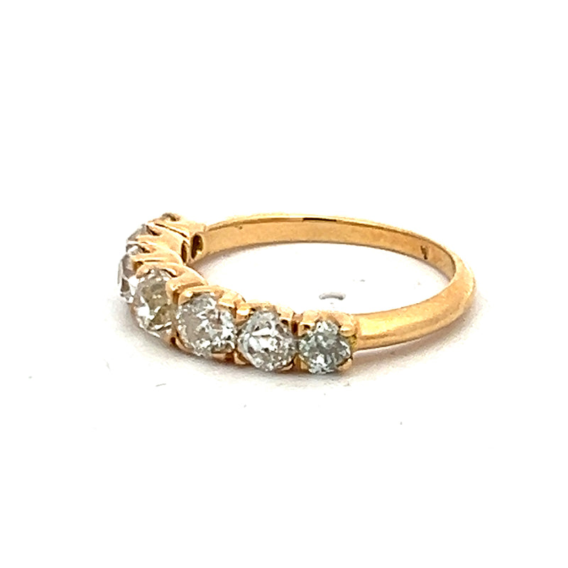1.57 Carat Old European Cut Diamond 18 Karat Yellow Gold Wedding Band Ring