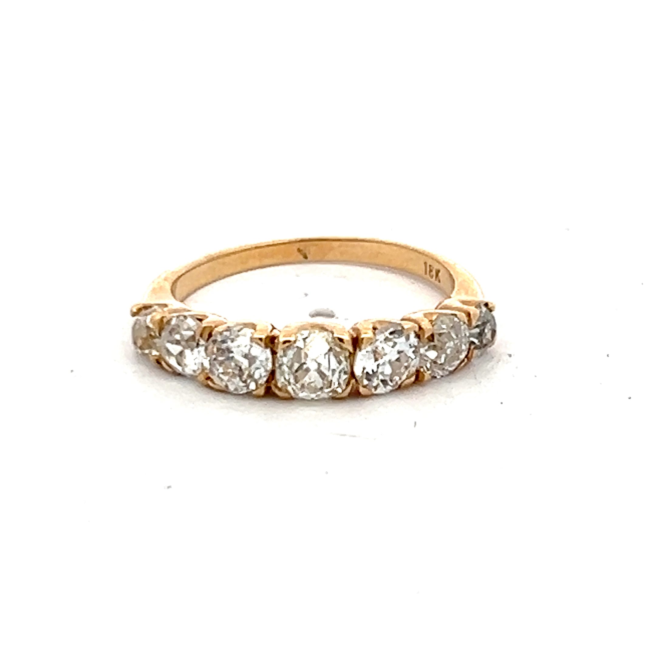 1.57 Carat Old European Cut Diamond 18 Karat Yellow Gold Wedding Band Ring