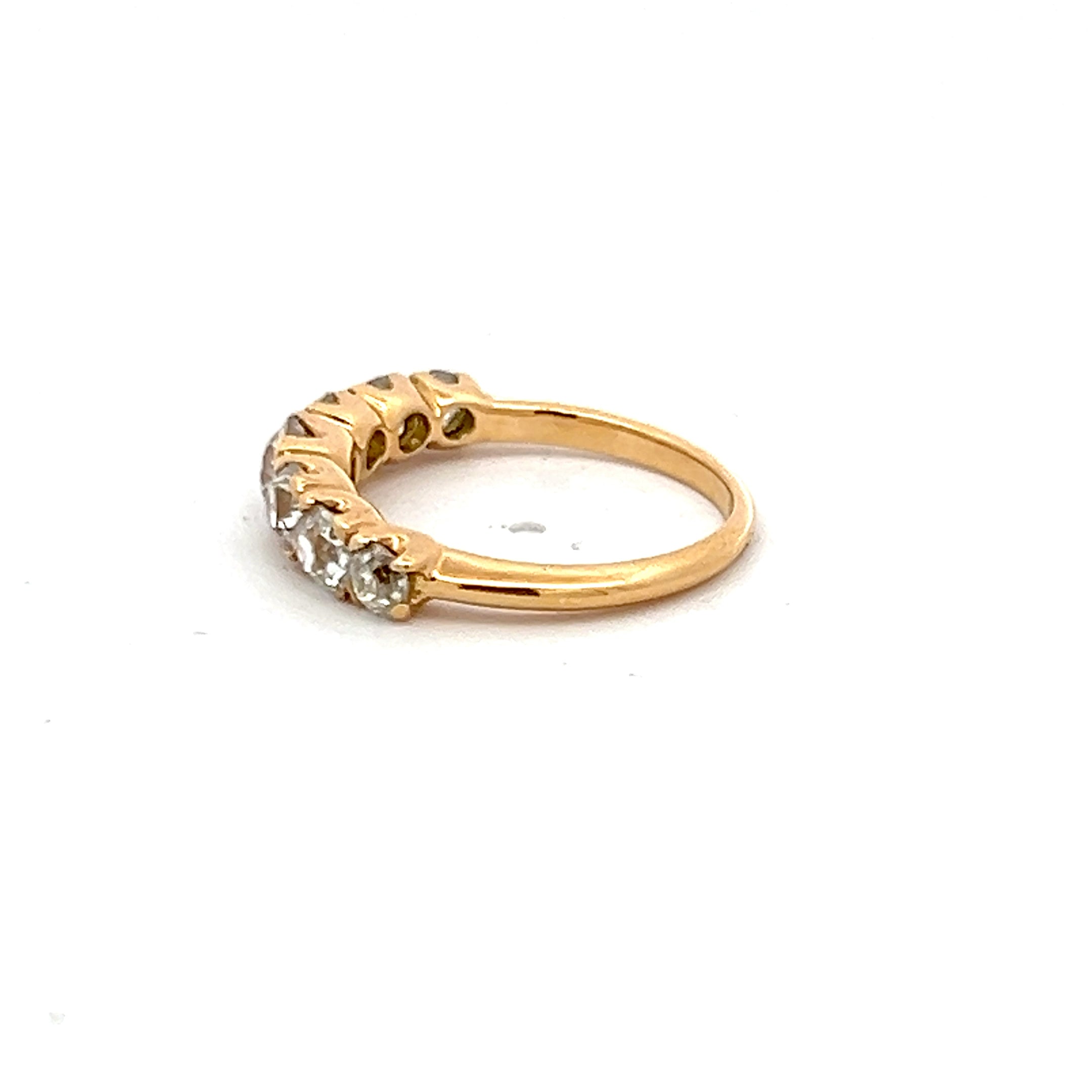 1.56 Carat Old European Cut Diamond 18 Karat Yellow Gold Wedding Band Ring