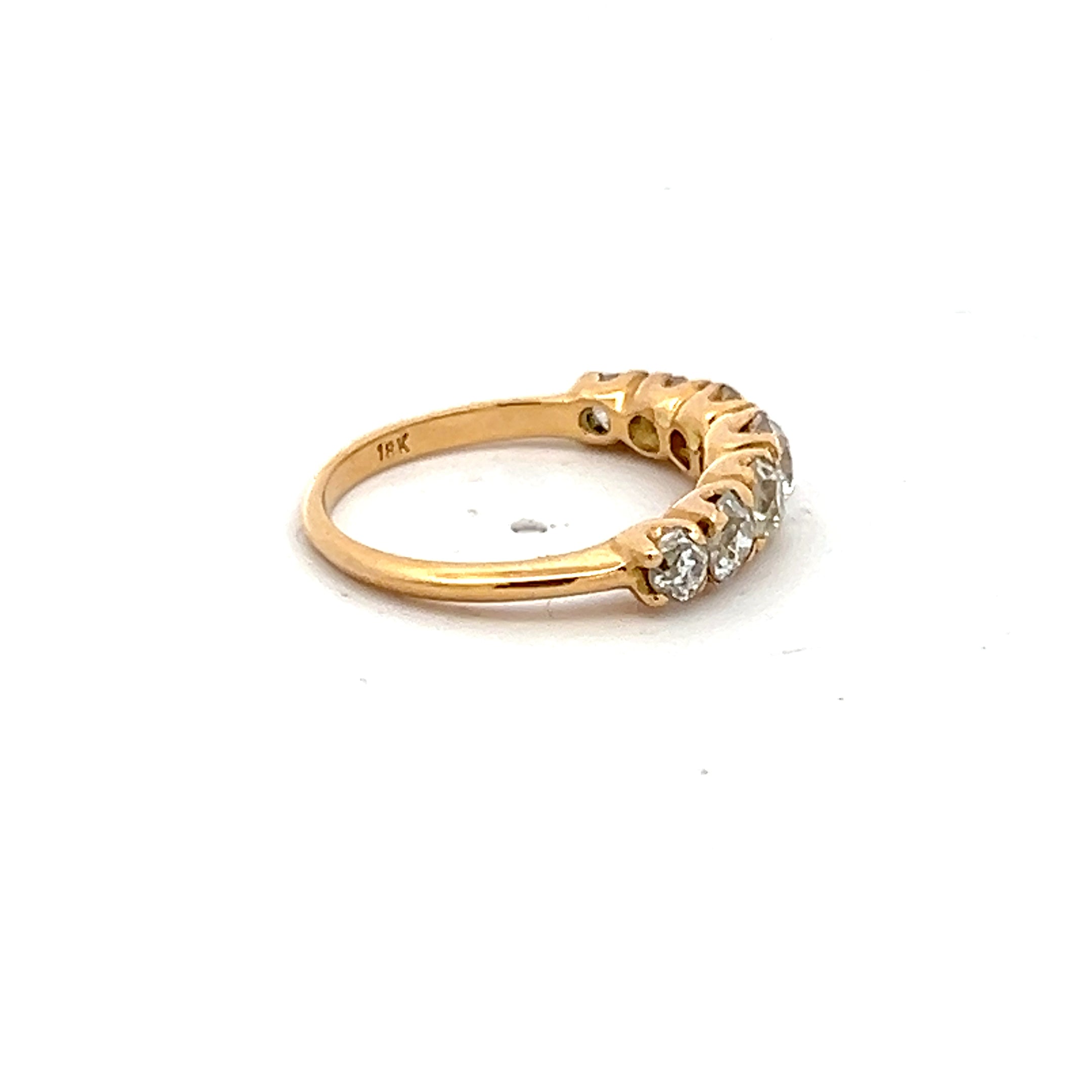 1.56 Carat Old European Cut Diamond 18 Karat Yellow Gold Wedding Band Ring