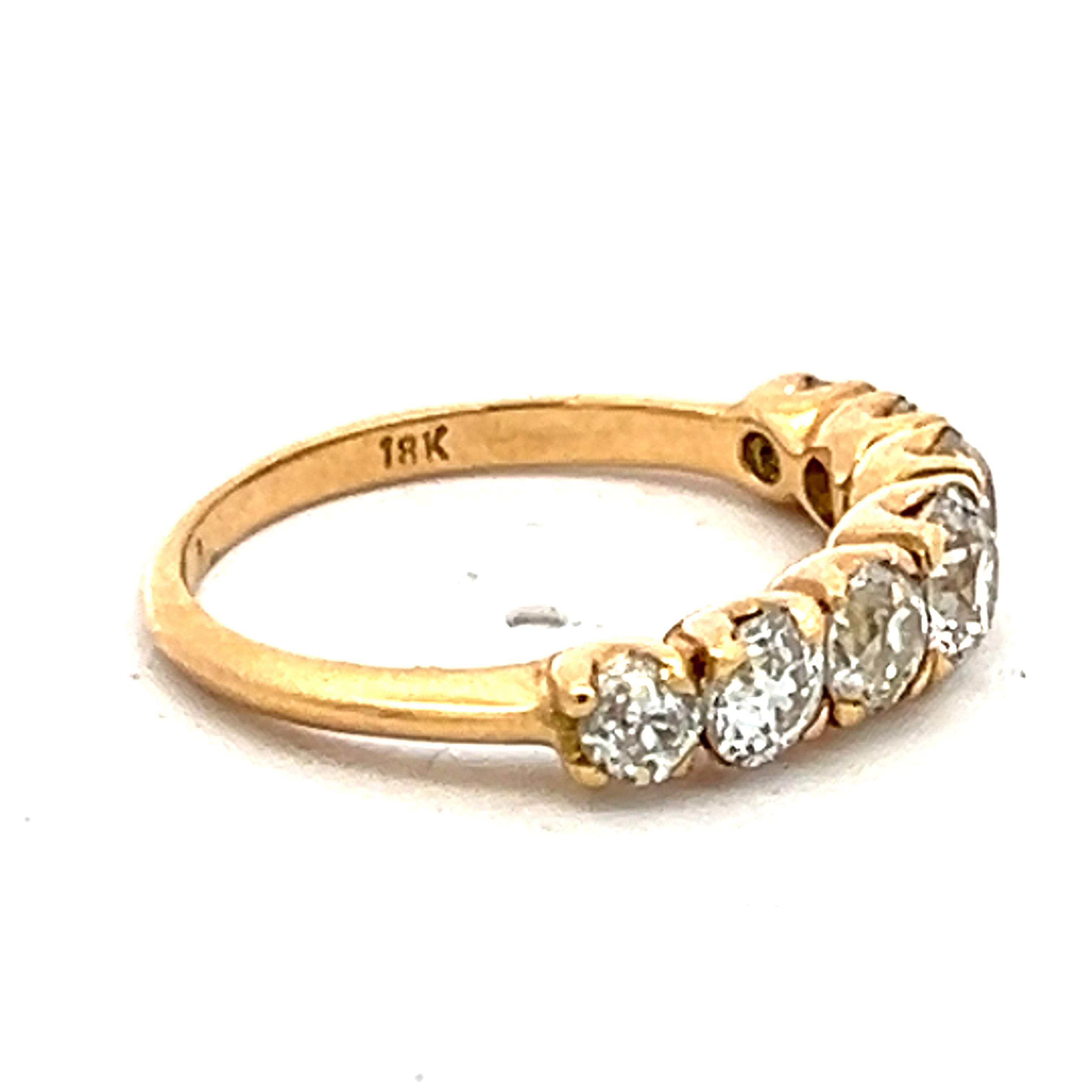 1.56 Carat Old European Cut Diamond 18 Karat Yellow Gold Wedding Band Ring