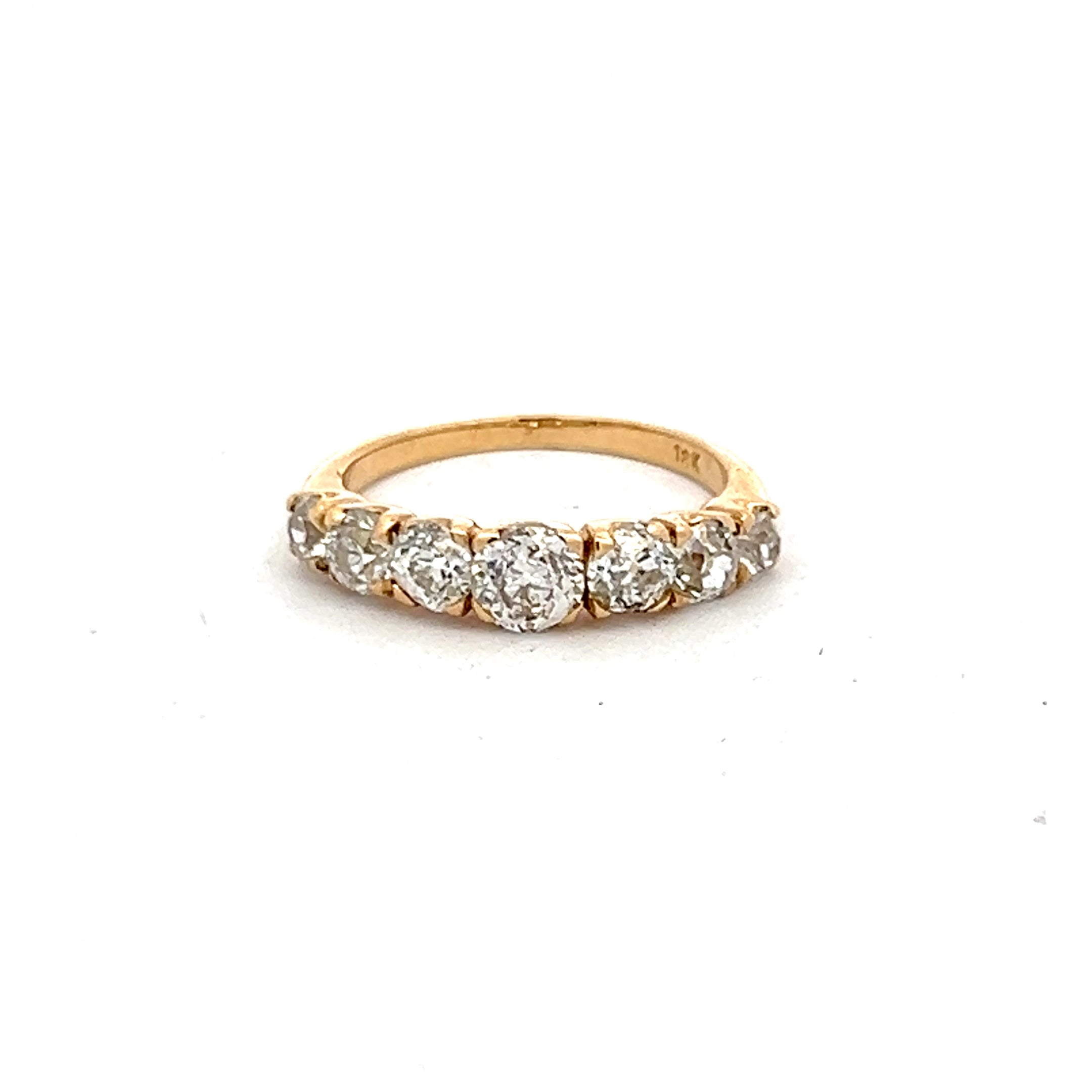 1.56 Carat Old European Cut Diamond 18 Karat Yellow Gold Wedding Band Ring