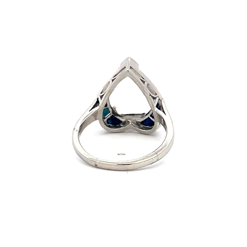 Vintage 5.80 Grams 0.42 Carat Sapphire Size 5.75 Platinum Semi Mount Ring