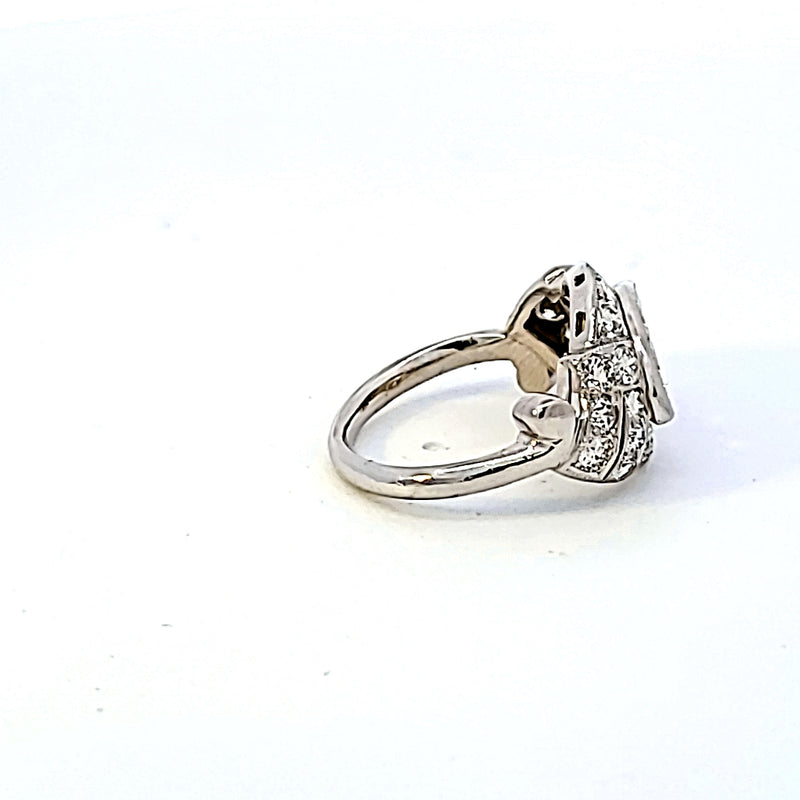 Antique 2.51 Carat Marquis Shape L-I1 Diamond Platinum Art Deco Ring