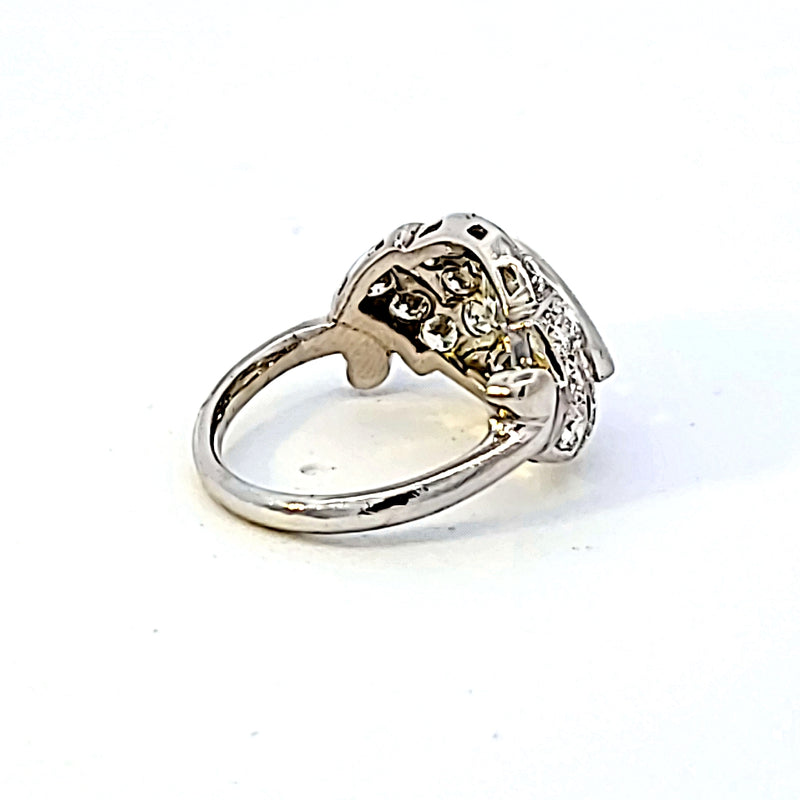 Antique 2.51 Carat Marquis Shape L-I1 Diamond Platinum Art Deco Ring