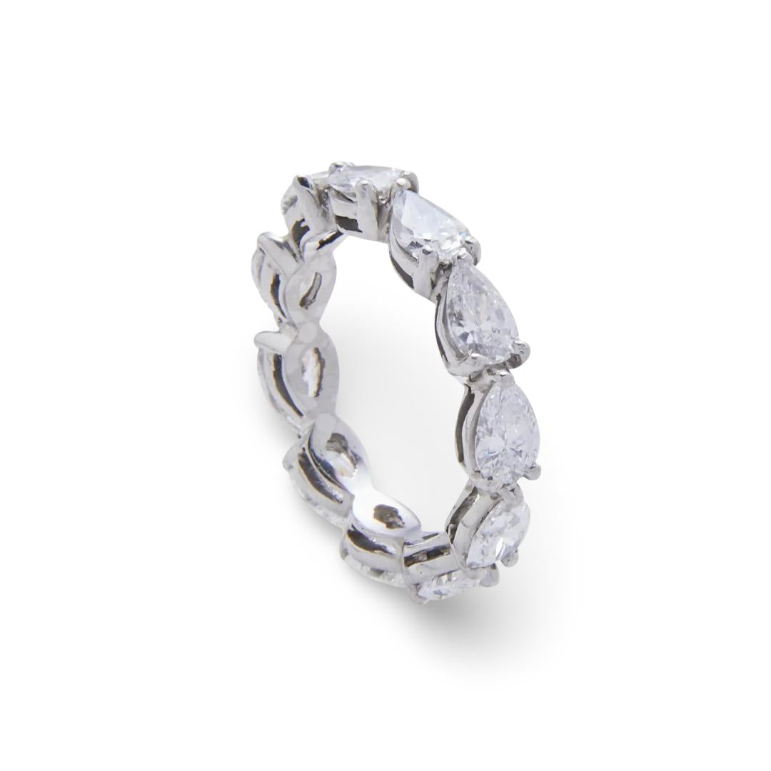 Platinum Eternity Band Ring with 3.3 Carat Pear Shape G VS1 Diamonds Size 6