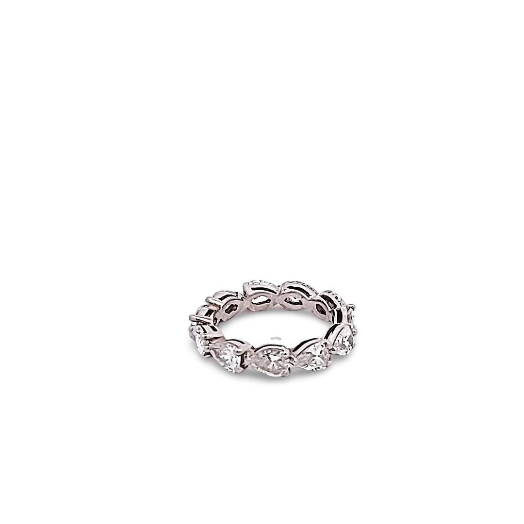 Platinum Eternity Band Ring with 3.3 Carat Pear Shape G VS1 Diamonds Size 6