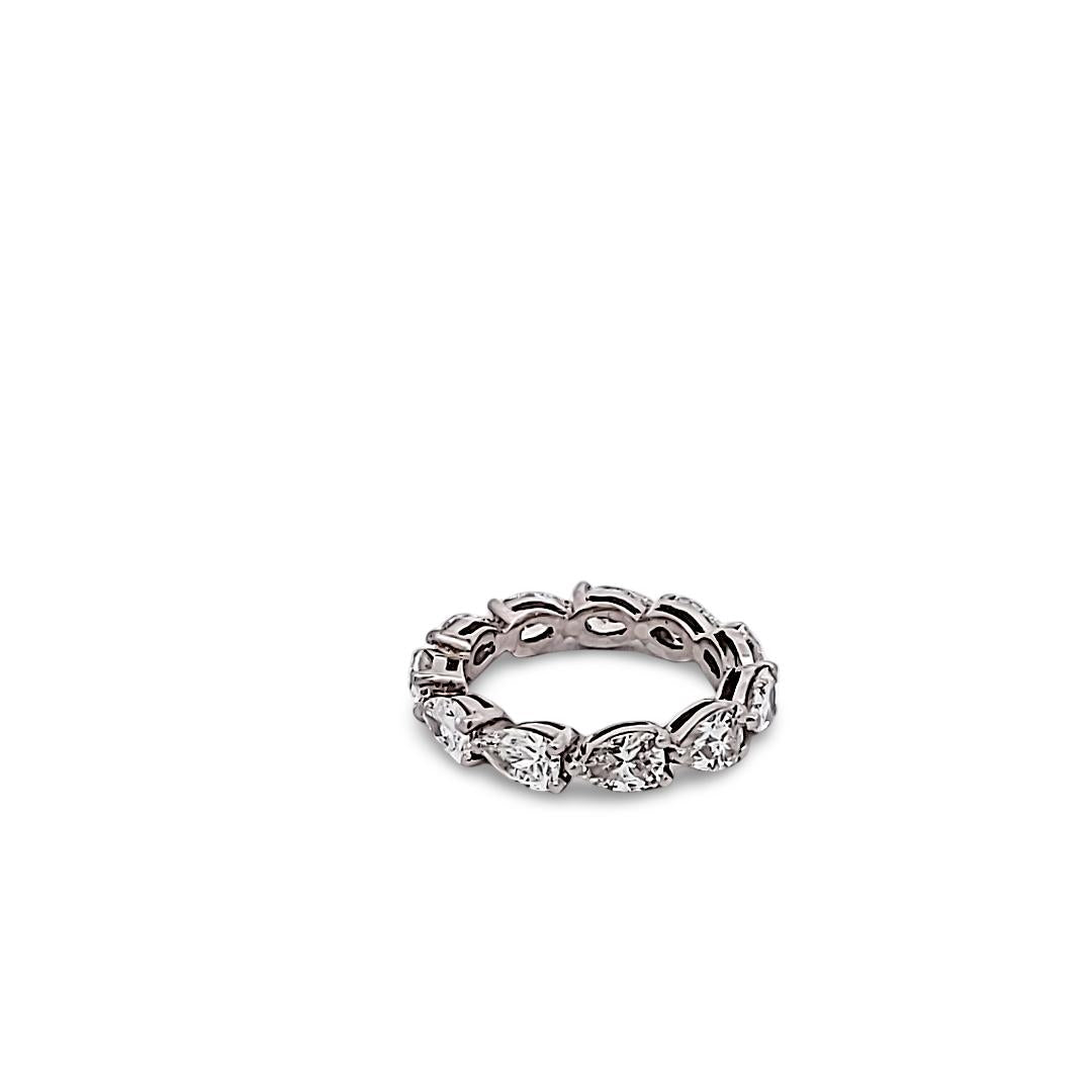 Platinum Eternity Band Ring with 3.3 Carat Pear Shape G VS1 Diamonds Size 6
